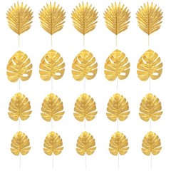 Artificial Palm Leaf Plastic 20 Pack Gold Tropical Leaf Decor Wedding Party Vase