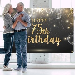 6X4Ft Happy 75Th Birthday Banner Backdrop – 75 Years Old Birthday Decoration