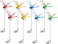 8 Pack Dragonfly Clips, 3D Simulation Fake Dragonflies Decoration for Garden Sta