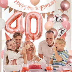 40Th Birthday Decorations Retro Pink Rose Gold,40Th Birthday Balloons,Happy 40Th