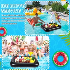 Rectangular Inflatable Serving Bar Floating Drink Holder for Pool Inflatable Cup