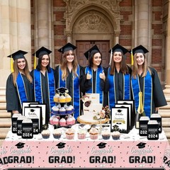 Stylish Pink Plastic Tablecloths for Graduation Parties – 54×108 Inches, 3 Count