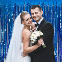 10 Pack Foil Curtain Backdrop Blue Metallic Tinsel Foil Fringe Curtains Photo Bo