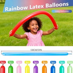 Assorted Rainbow Latex Balloons, 60 Pack 12 inch Round and 60inch long balloo…