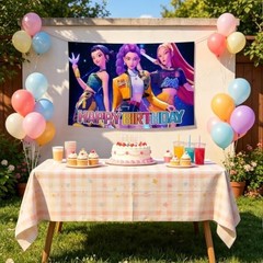 Cartoon Birthday Party Decorations,Happy Birthday Banner Backdrop for Birthday