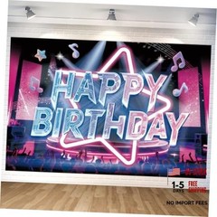 Happy Birthday Music Note Backdrop Banner Dancing Photography Background Disco