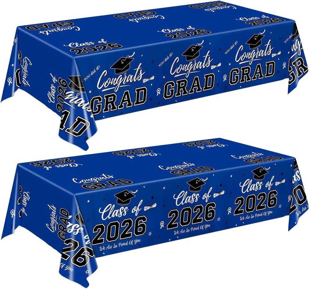 Graduation Decorations 2026, Class of 2026 Graduation Tablecloth, 2 Pack Disposa