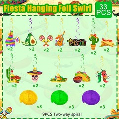 Mexican Fiesta Hanging Swirl Decorations Cinco De Mayo Party 33 PCS
