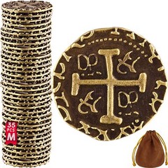 Bronze Metal Pirate Coins Set – Toy Money Imitation, Spanish Doubloons – 7/8″