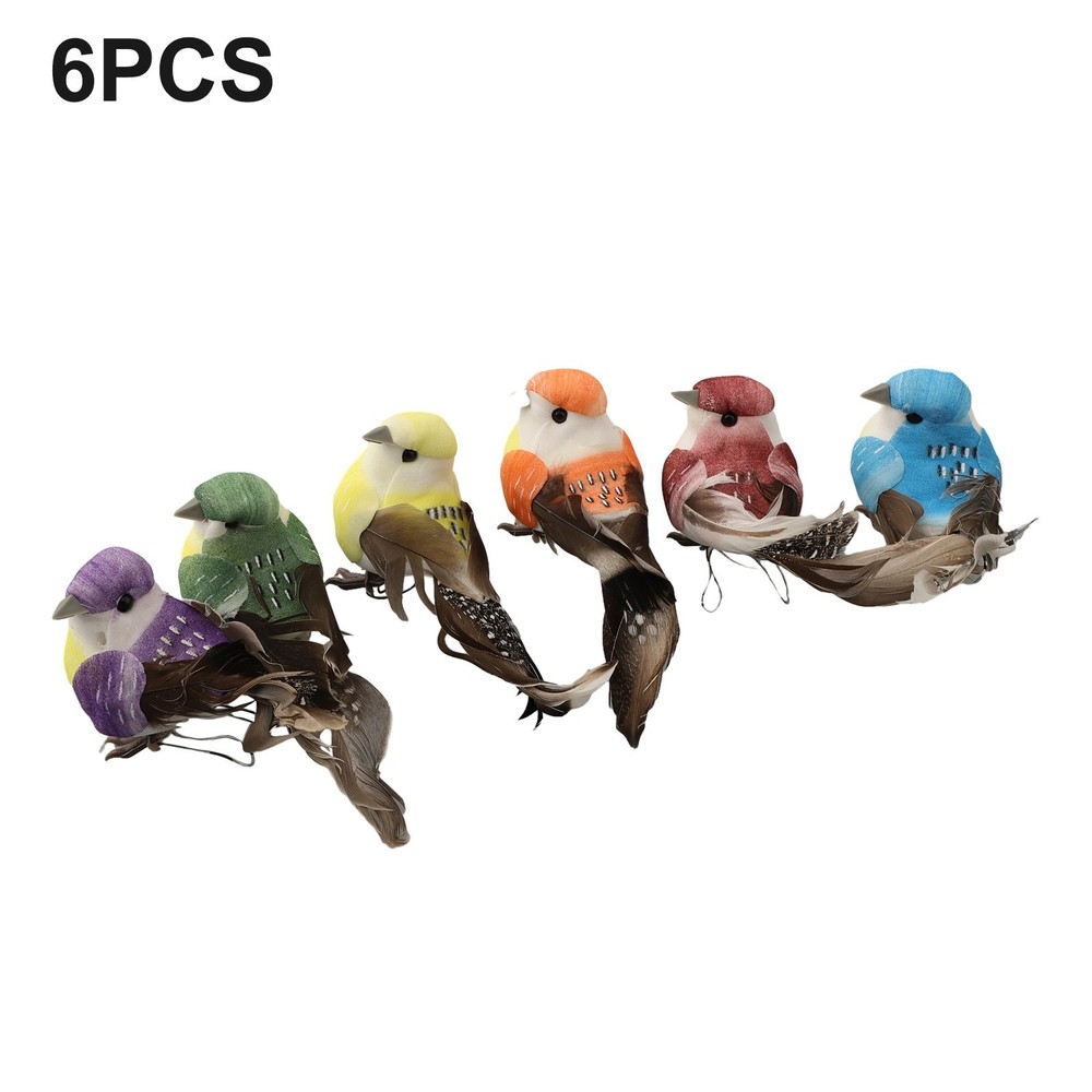 6x Fake Artificial Parrot Foam Feather Bird Garden Home Decor Yard Lawn Ornament