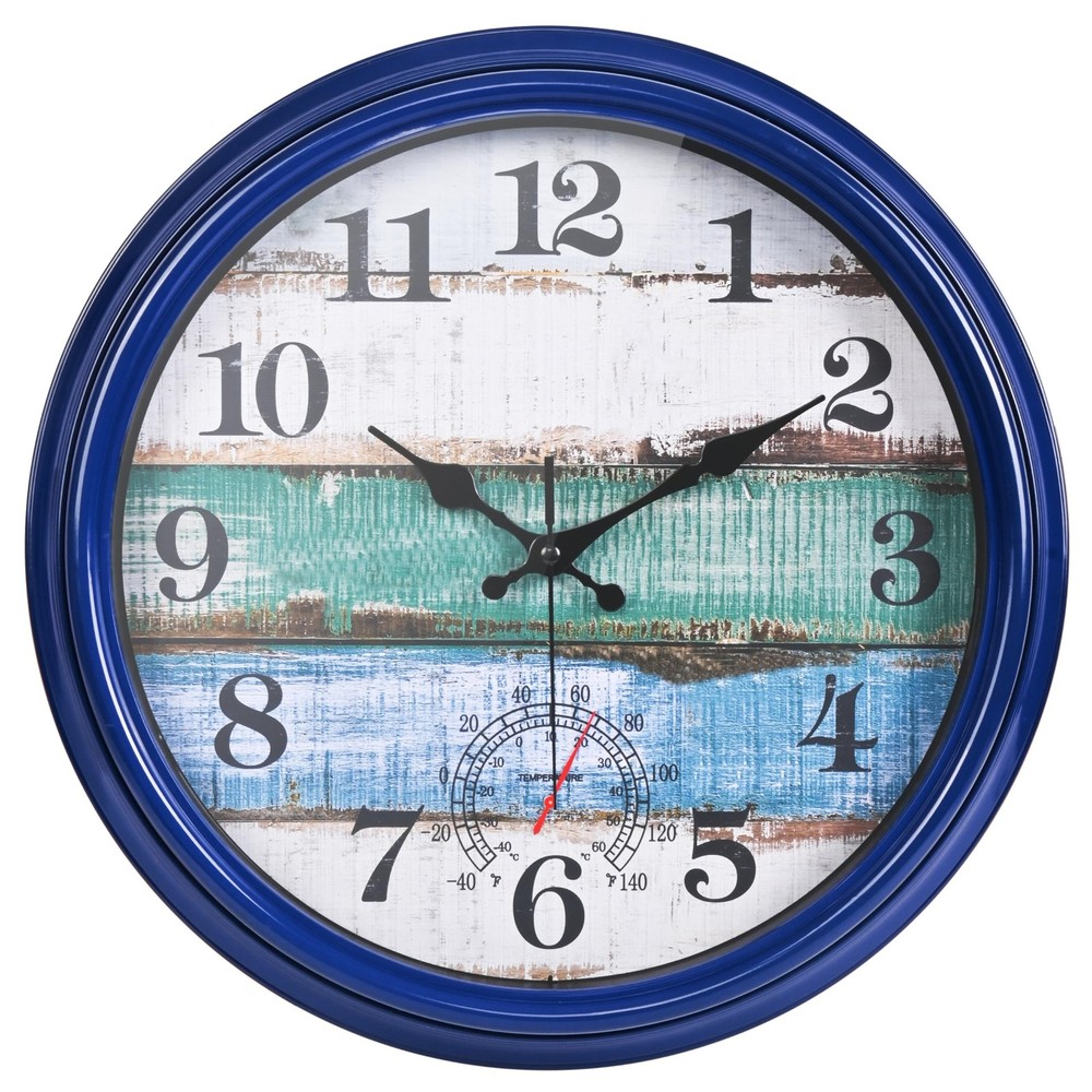 Large Outdoor Clock Waterproof with Thermometer Vintage Rustic Coastal Clock …