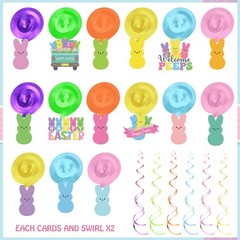 Easter Bunny Hanging Swirls Foil Ceiling Party Decorations Multi Color 36 PCS