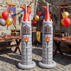 2 Pack 6.2 FT Birthday Party Decorations, Castle Inflatable Stand Castle Blow up