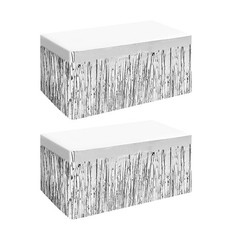 2 Pack 29.5×108 Inch Metallic Foil Fringe Tinsel inches-9FT, Silver