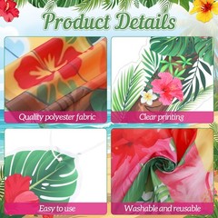 3 Pcs Hawaiian Door Decorations Tropical Palm Leaf Flowers Porch Banners Surf…