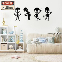 Alien Gifts Vintage Alien Decor Beware of Aliens Funny Metal Sign for Home Be…