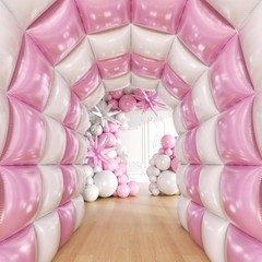 36pcs Pink and White Square Foil Balloons Wall Backdrop with 147pcs Balloon G…