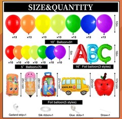 Back to School Balloon Arch Garland Kit, 169 pcs Rainbow Balloons & Mylar Bal..