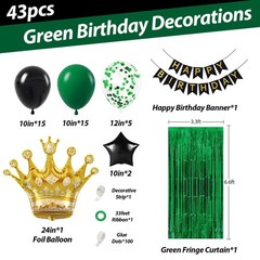 Green Happy Decorations for Men with Happy Banner, Fringe Curtains, Star Foil…