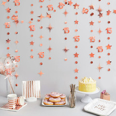 Rose Gold 15th Birthday Decorations Number 15 Circle Dot Twinkle Star Garland Me