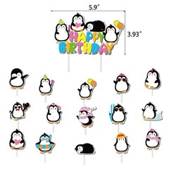 Cute Penguin Theme Birthday Party Decorations Set Banner Balloons Cake Toppers