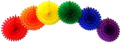 18″ Rainbow Party Decorations (set of six fans)