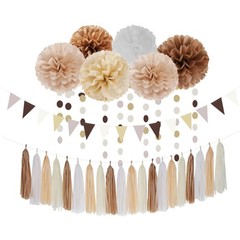 Boho Baby-Shower White-Brown Champagne Party-Decorations – 28pcs Neutral Birt…