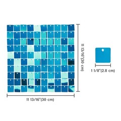 12 Pcs Shimmer Wall Backdrop Panels Square Sequin Party Decoration Blue 3×4 Ft