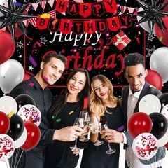 Red Birthday Decorations for Men Women Boys Girls, 75 PCS Red and Black Party…