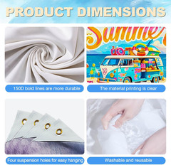 Hello Summer Banner 71X43 Inches Summer Party Decorations Backdrop Beach Party D