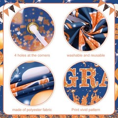 Blue Orange Graduation Banner 2026 – Congrats Grad Decoration for High School &