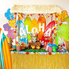 1Pc Luau Grass Table Skirt, Hawaiian Party Decorations Hawaiian Table Skirt 3…