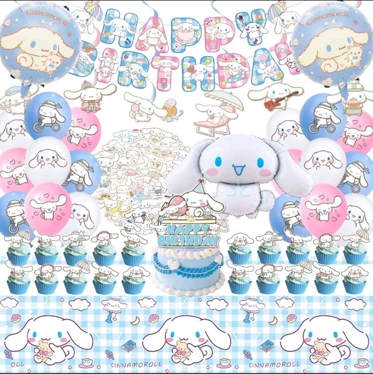 CINAMOROLL BIRTHDAY SET 100 PCS PARTY DECORATIONS LOT SUPPLIES BALLOONS BANNER