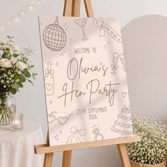 Personalised Hen Party Welcome Sign | Bridal Shower Board, Custom Hen Do Sign