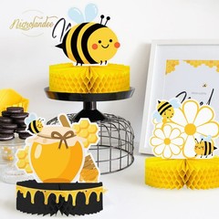9-Piece Bumble Honeycomb Centerpieces – Table Decorations for Birthday Party,…