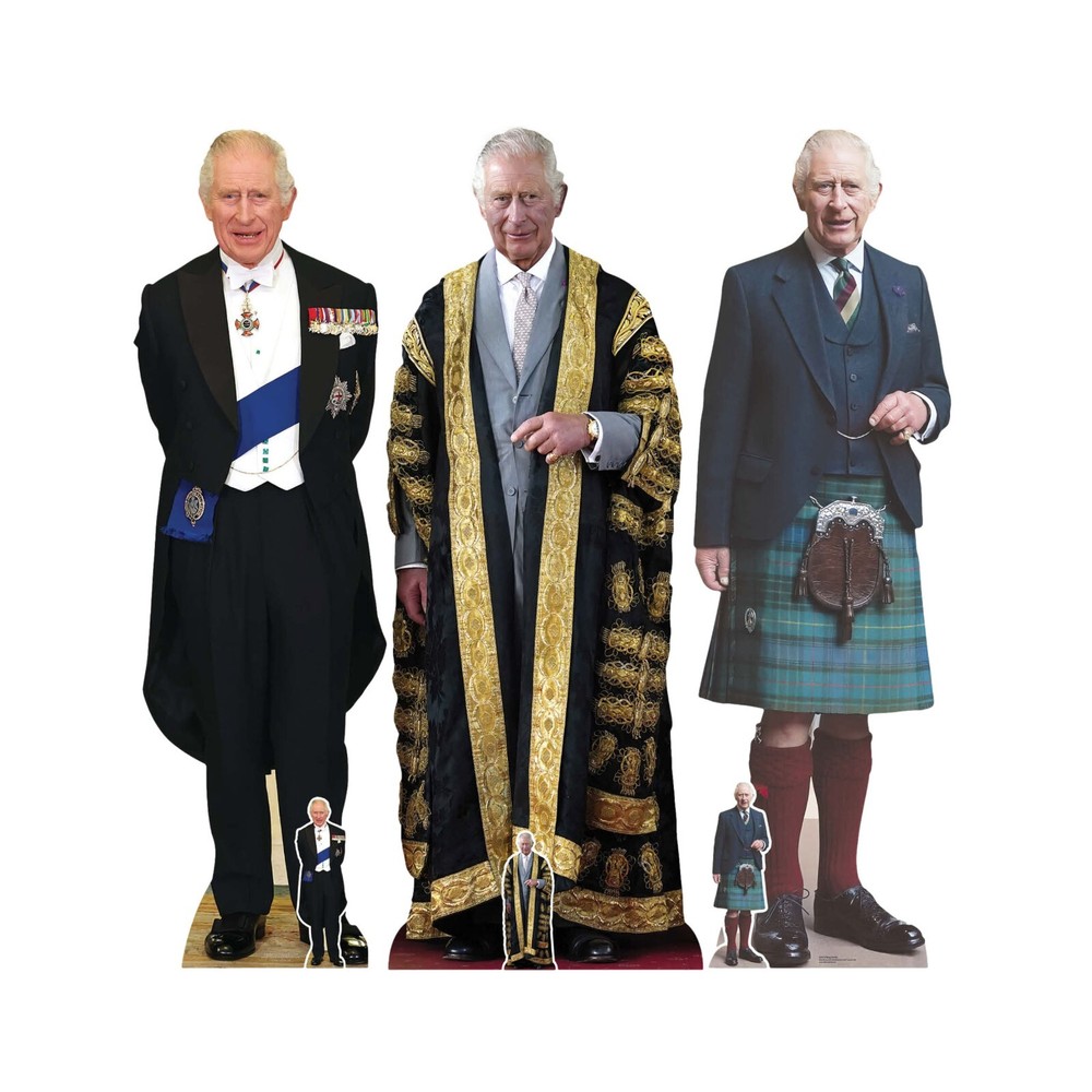 King Charles III Coronation Cardboard Cutouts Set of 3 Lifesize Standees