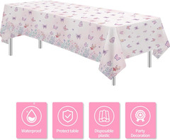 Butterfly Party Tablecloth Decorations, 3Pcs Disposable Floral Butterfly Party T