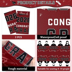 2026 Graduation Party Tablecloth – Maroon Plastic Decor for Celebration Banner