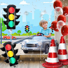 9 Pcs Racing Traffic Balloon Decoration, Traffic Cone and Light Balloons, Transp