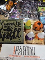 Bulk Halloween Decorations Set of 34 Pc , Decorating Kit, Wood Display, Spiders.