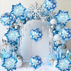 Snowflake Balloons Sliver Star Balloon Froze Snowflake Mylar Balloons for Fro…