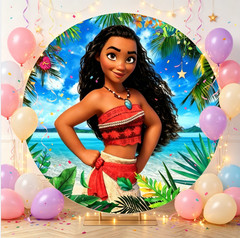 Round Backdrop Cover Moana Princess Photography Birthday Party Background Props