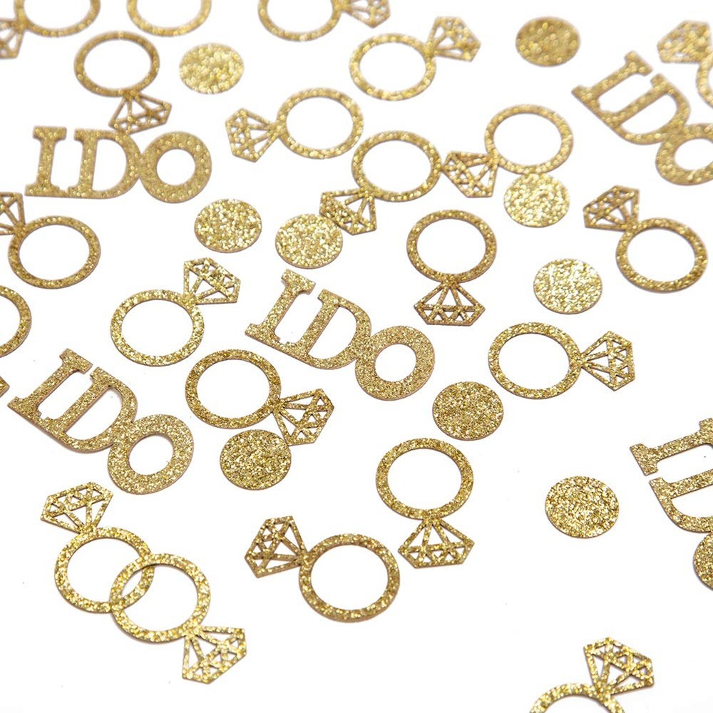 Gold Wedding Table Confetti,Glitter Paper Diamond Ring Confetti, I Do Engagem…