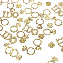 Gold Wedding Table Confetti,Glitter Paper Diamond Ring Confetti, I Do Engagem…