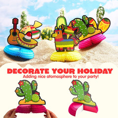 6 Cinco de Mayo Fiesta Honeycomb Centerpieces 8.5in Table Party Decorations