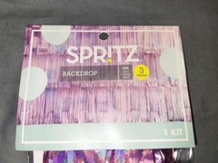 Spritz Backdrop Foil Curtain PINK 6′ L Party Decoration Fringe Metallic 3 Count