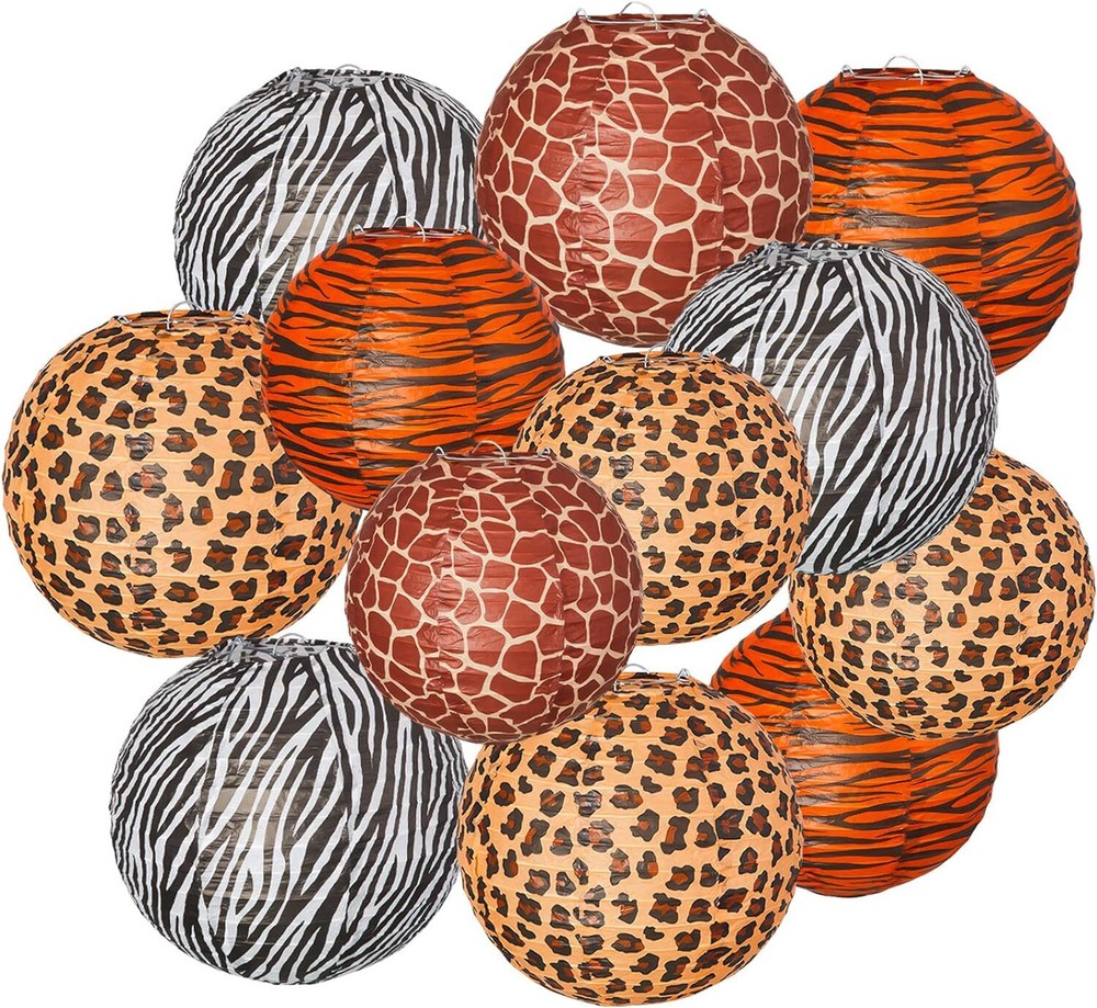 Mudder Jungle Animal Print Paper Lanterns Safari Hanging Lantern…