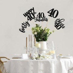 15 Pack Black 40th Birthday Centerpiece Sticks «Cheers to 40th Years»