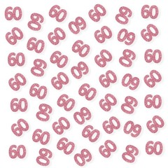 100 PCS Number 60 Confetti Pink Glitter Paper Scatter 60th Birthday Decor