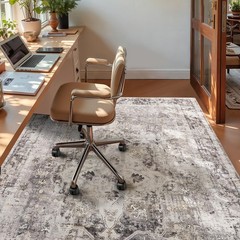 YOH Boho Washable Rug 5×7, Charcoal Gray Vintage Non Slip Area Rug, Distresse…